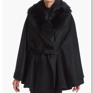 Sofia Cashmere Toscana Belted Wool & Cashmere Coat with Genuine Shearling Collar